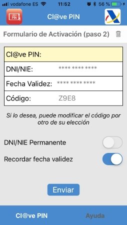 Activación de la app Clave PIN