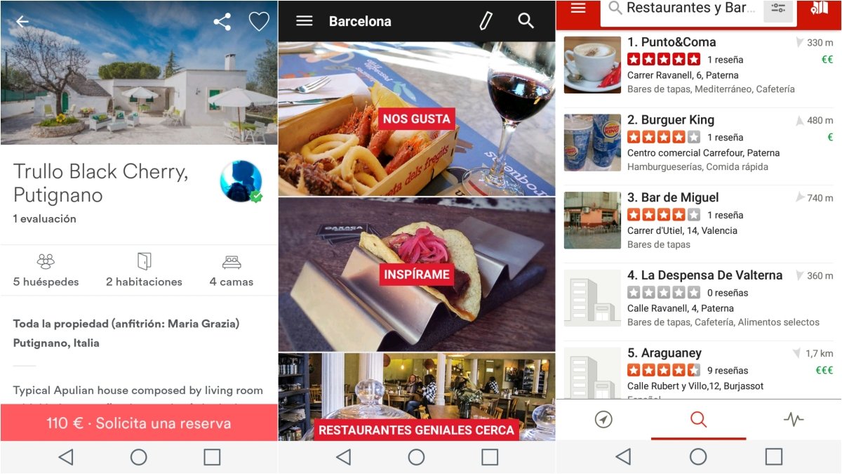 Airbnb, Yelp y Time Out en Android
