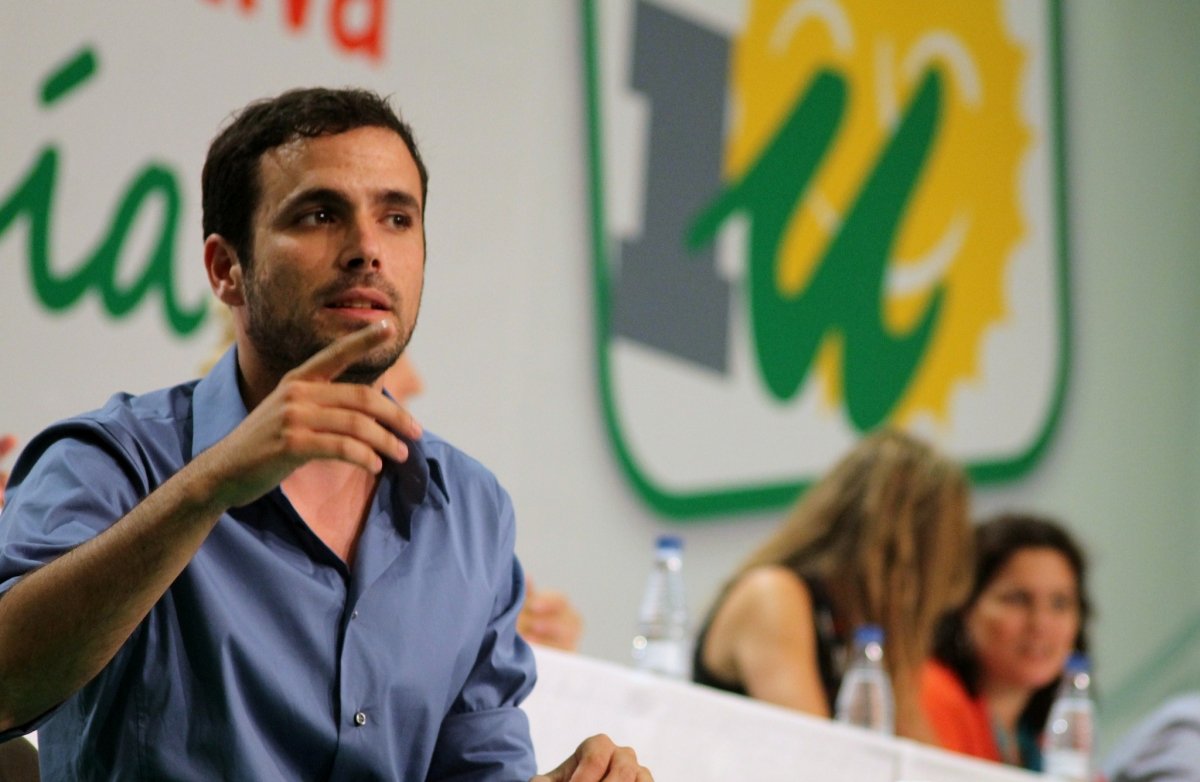 Alberto Garzón, cabeza de Unidad Popular, en una asamblea de Izquierda Unida