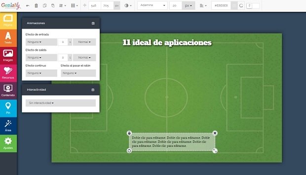 Añadir texto y darle formato es muy fácil desde el menú de la izquierda