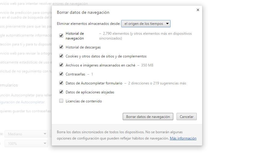 Así muestra Chrome cuánto ocupa lo que vas a borrar