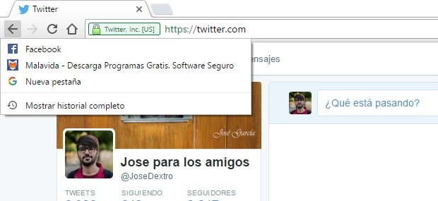 Así podremos ahorrar un par de clics y no nos perderemos en el historial