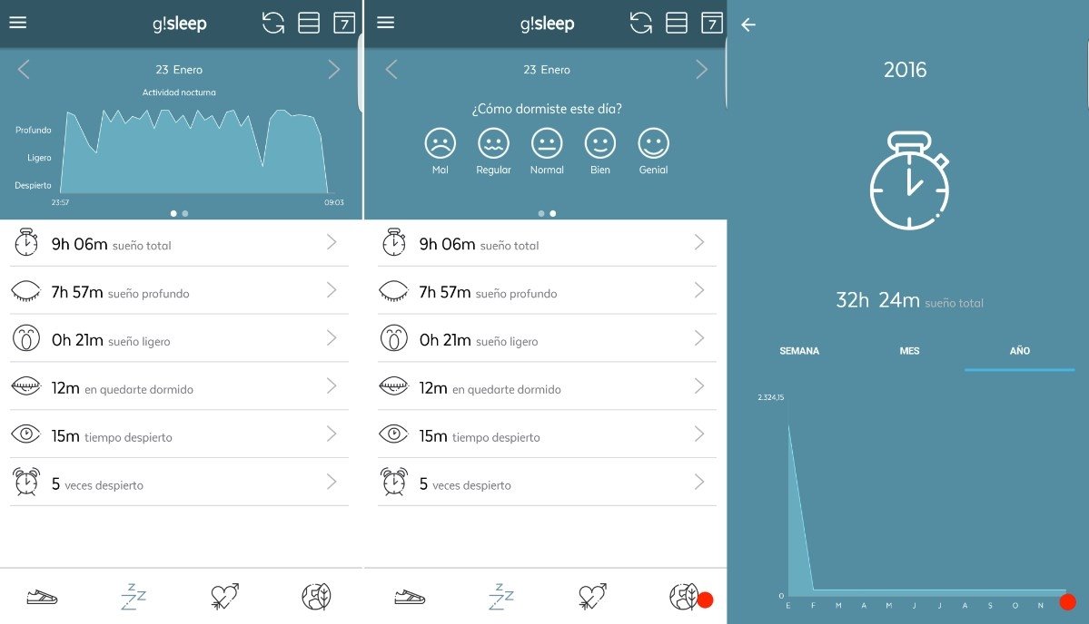 Así se muestra la monitorización de sueño de g!sleep