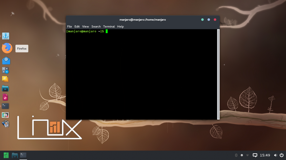 Aspecto de la terminal y el dock en Manjaro Budgie