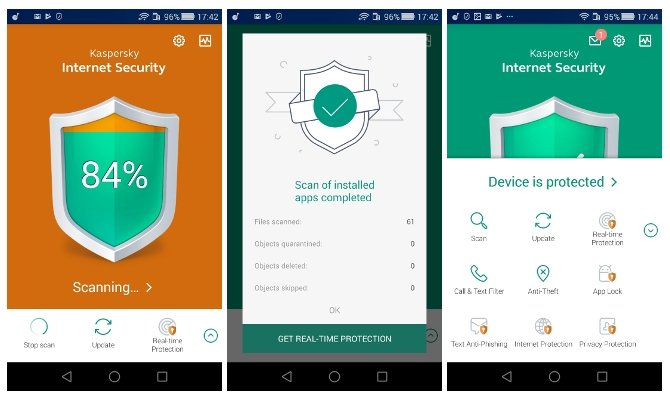 Aspecto del antivirus Kaspersky