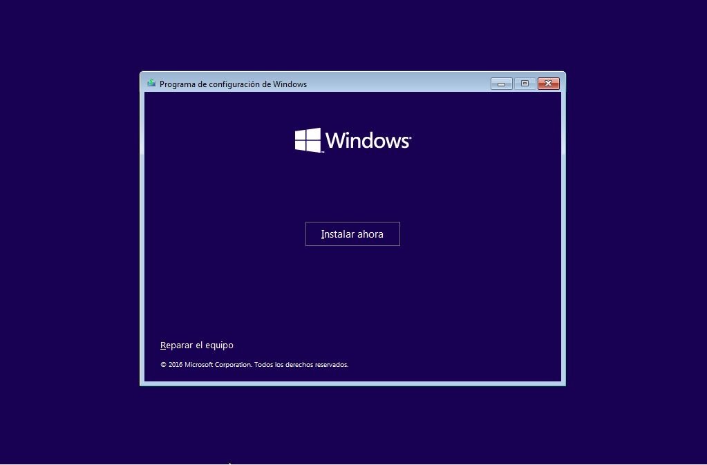 Bienvenida a la instalación de Windows 10