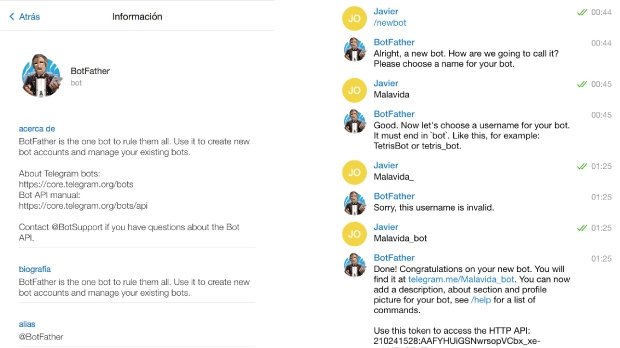 BotFather y la creación de Bots en Telegram