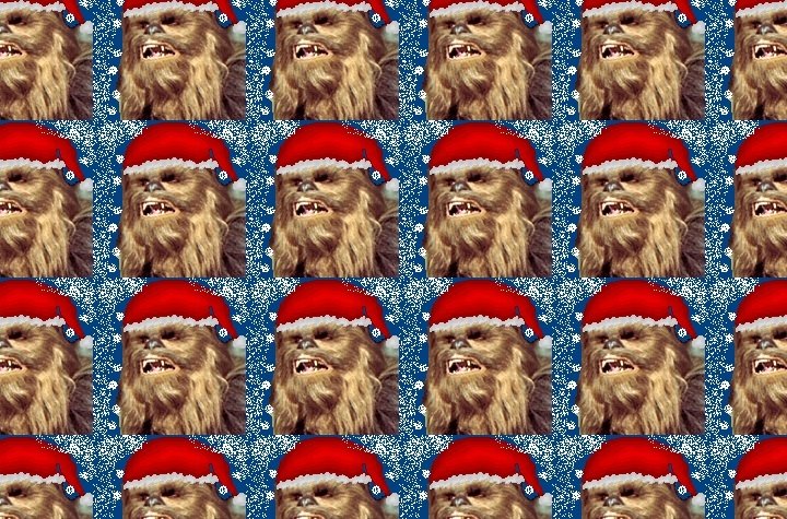Cabezas de Chewbacca con gorros de Papá Noel y la canción navideña por excelencia