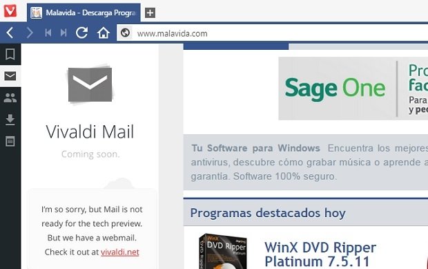 Cliente de correo integrado de Vivaldi