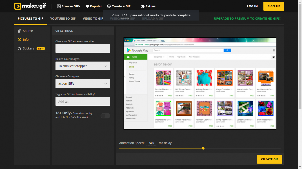 Cómo crear un GIF mediante imágenes
