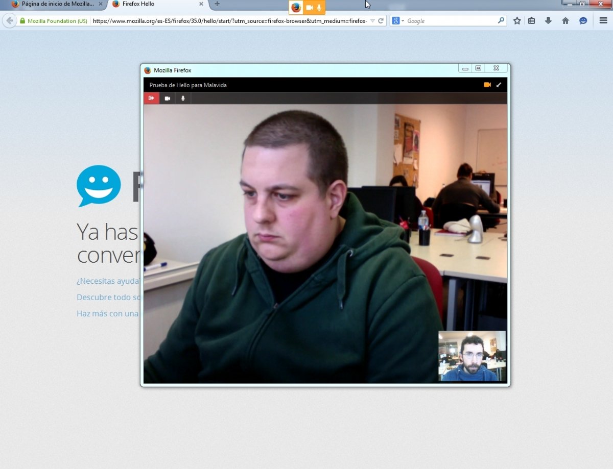Conversación iniciada en Hello de Firefox