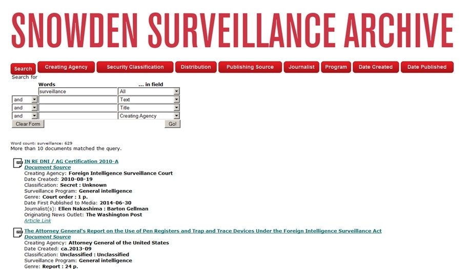 Desde el buscador puedes acceder a los documentos filtrados de la NSA