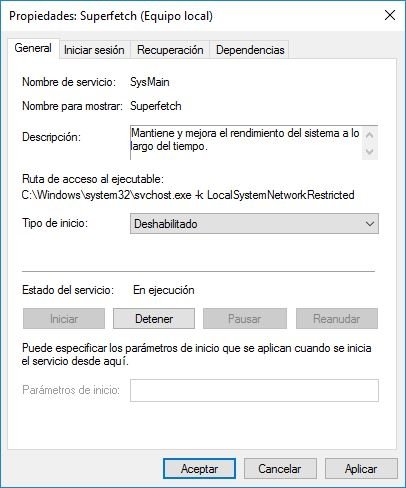 Deshabilitando Superfetch