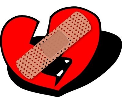 Dibujo de un corazón roto con tirita