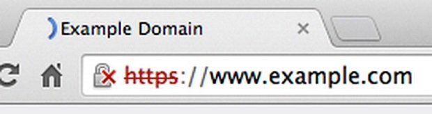 Ejemplo de cómo Chrome indica que una web no es segura