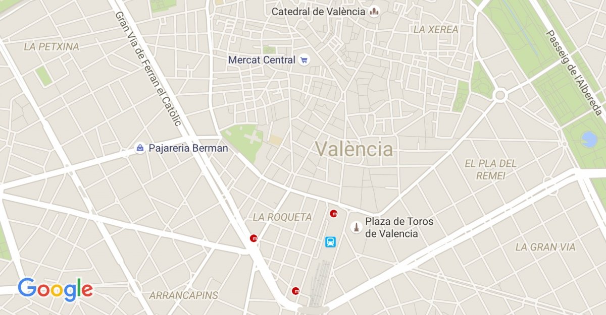 El mapa de la ciudad de Valencia en Google Maps