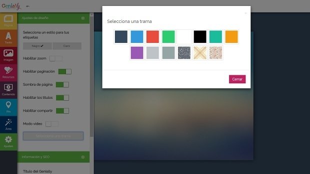 El menú de ajustes sirve para pulir los últimos detalles de nuestra creación