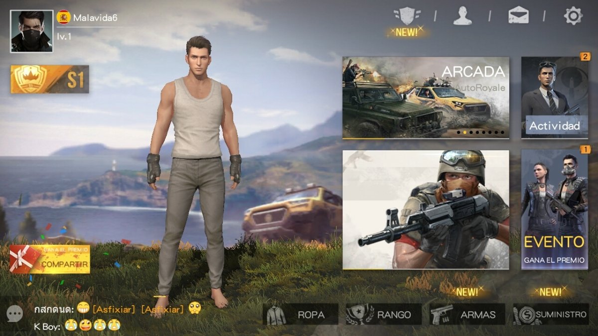 Eligiendo personaje y modo de juego en Survivor Royale