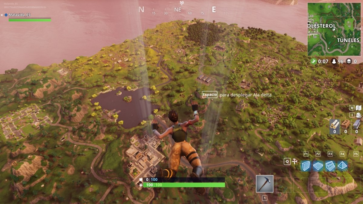 En paracaídas hasta el escenario de Fortnite
