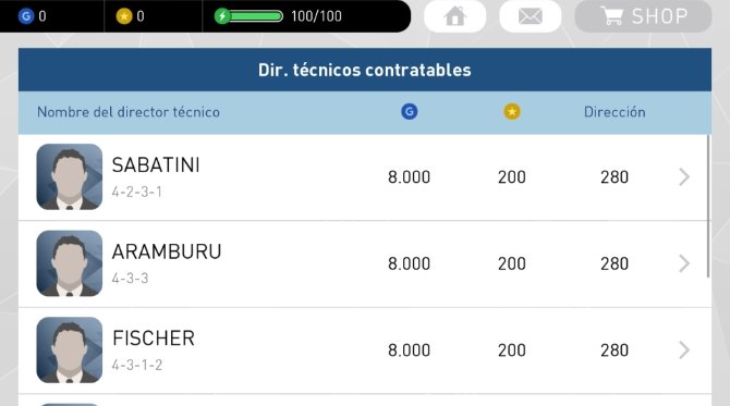 Entrenadores disponibles al comenzar a jugar