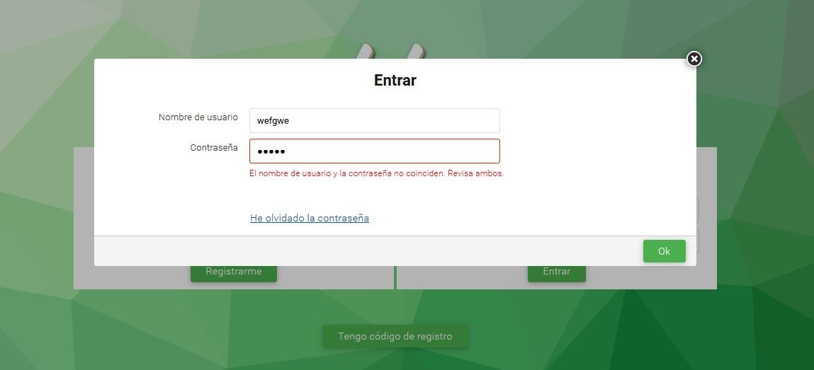 Esto es lo que pasa cuando introducimos erróneamente nuestros datos de acceso en Pordede