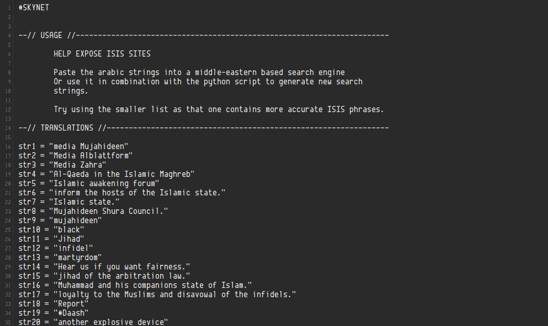 Extracto de la Searchers Guide de Anonymous, las coincidencias en árabe se buscan con un script
