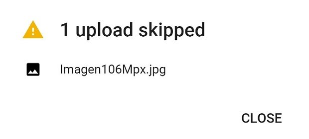 Google Fotos no permite subir imágenes de más de 100 Mpx