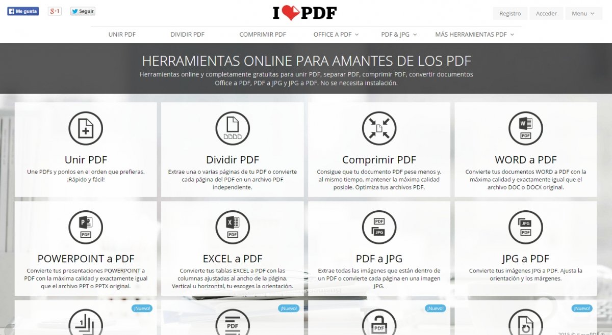 ILovePDF convierte JPEG, Word, Excel y PowerPoint a PDF