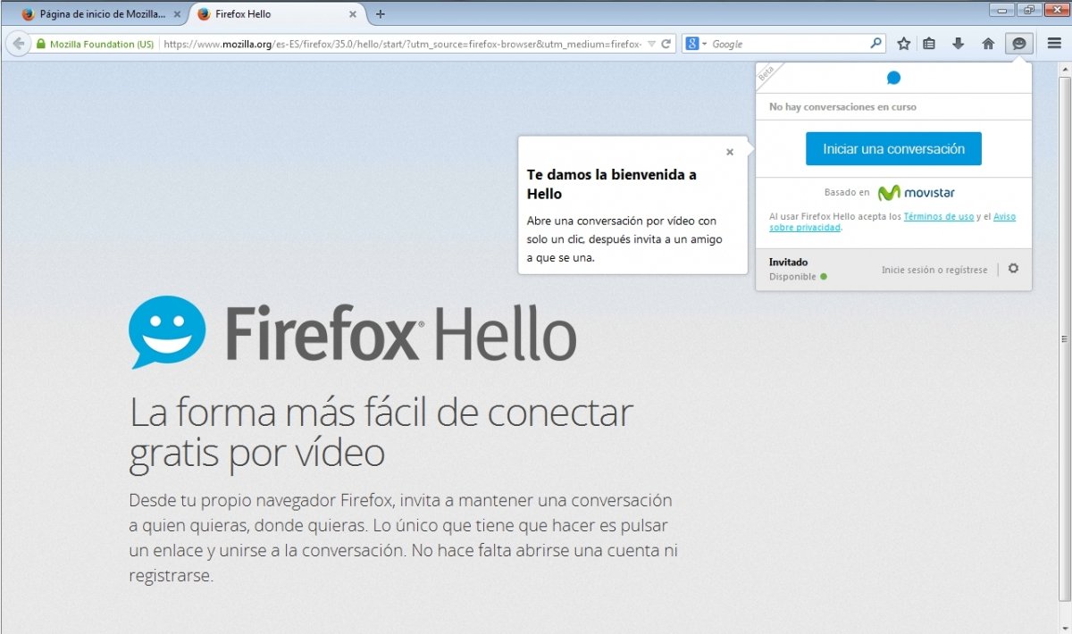 Iniciar conversación con Firefox Hello