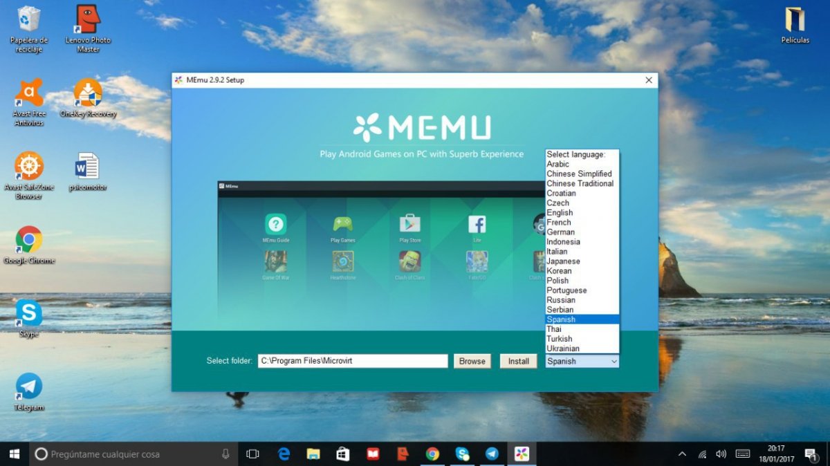 Instalación de MEmu en Windows