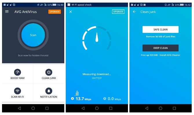 Interfaz de AVG Antivirus en Android