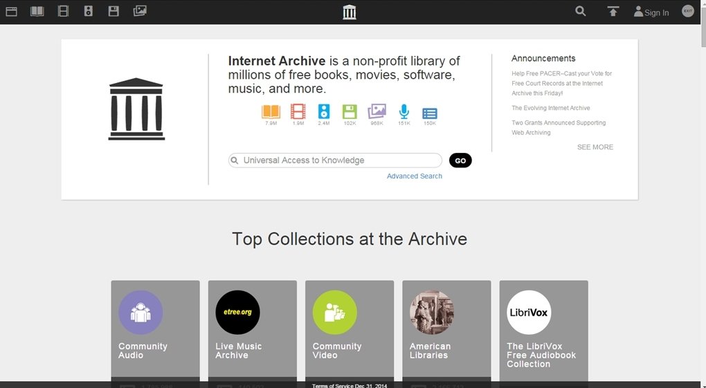 Internet Archive a día 5 de mayo de 2015