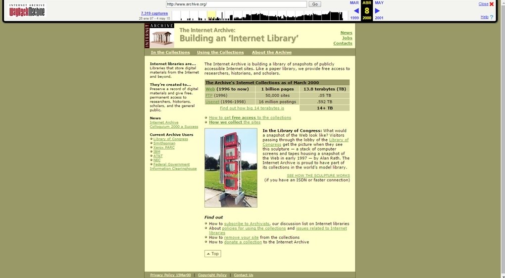 Internet Archive a día 8 de abril de 2000