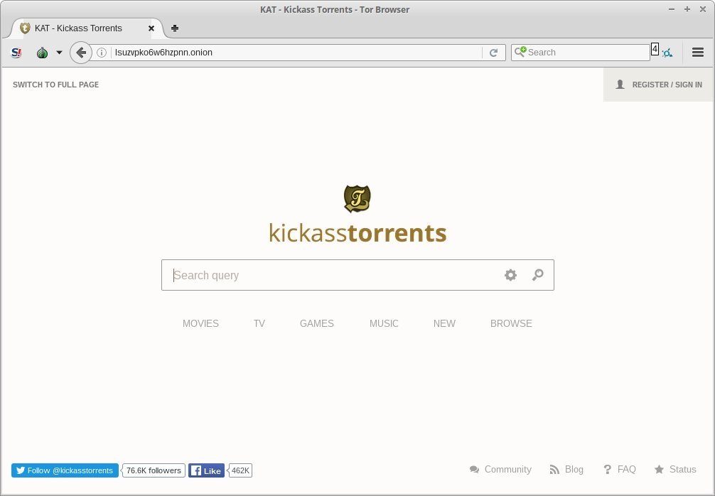 Kickass Torrents en Tor