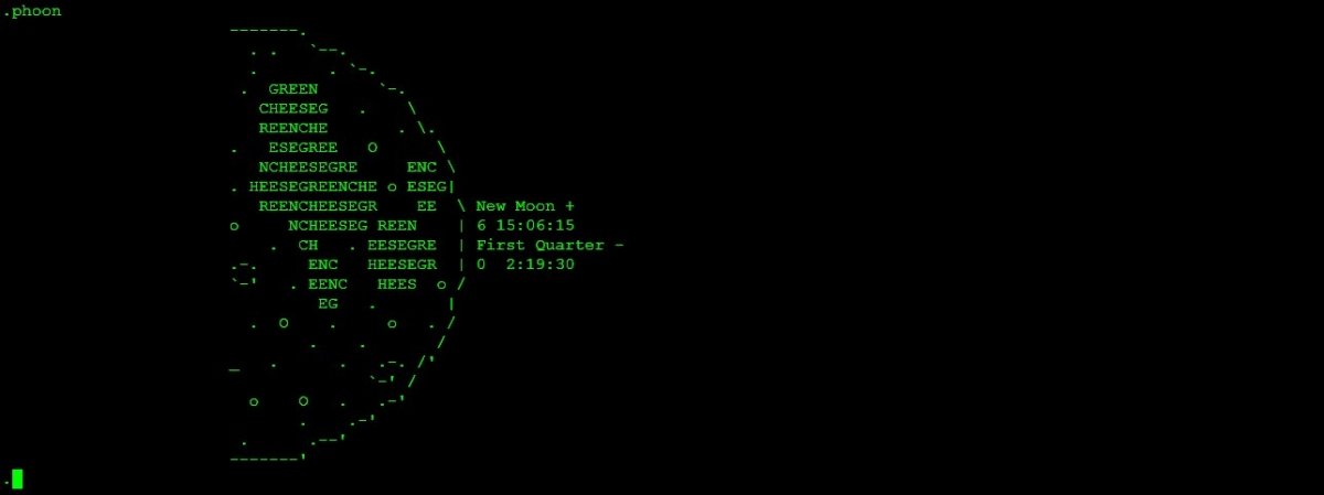 La fase lunar en ASCII según Telehack