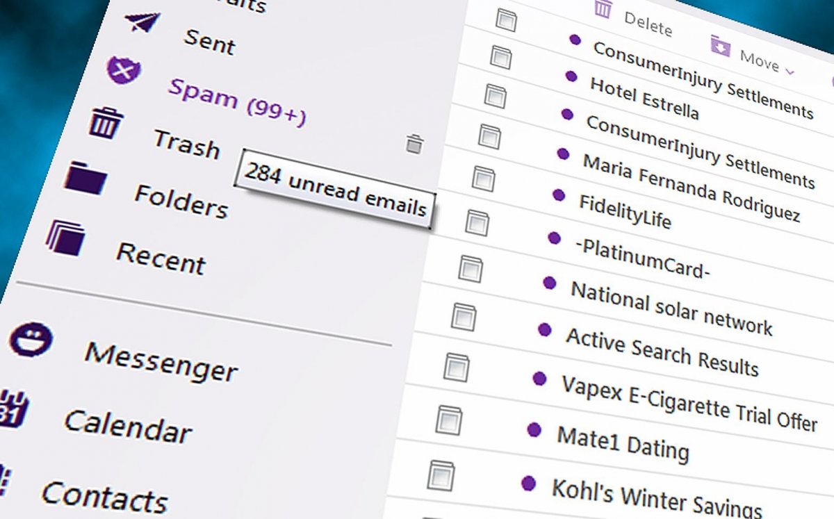 Mensajes de correo electrónico en un servicio webmail