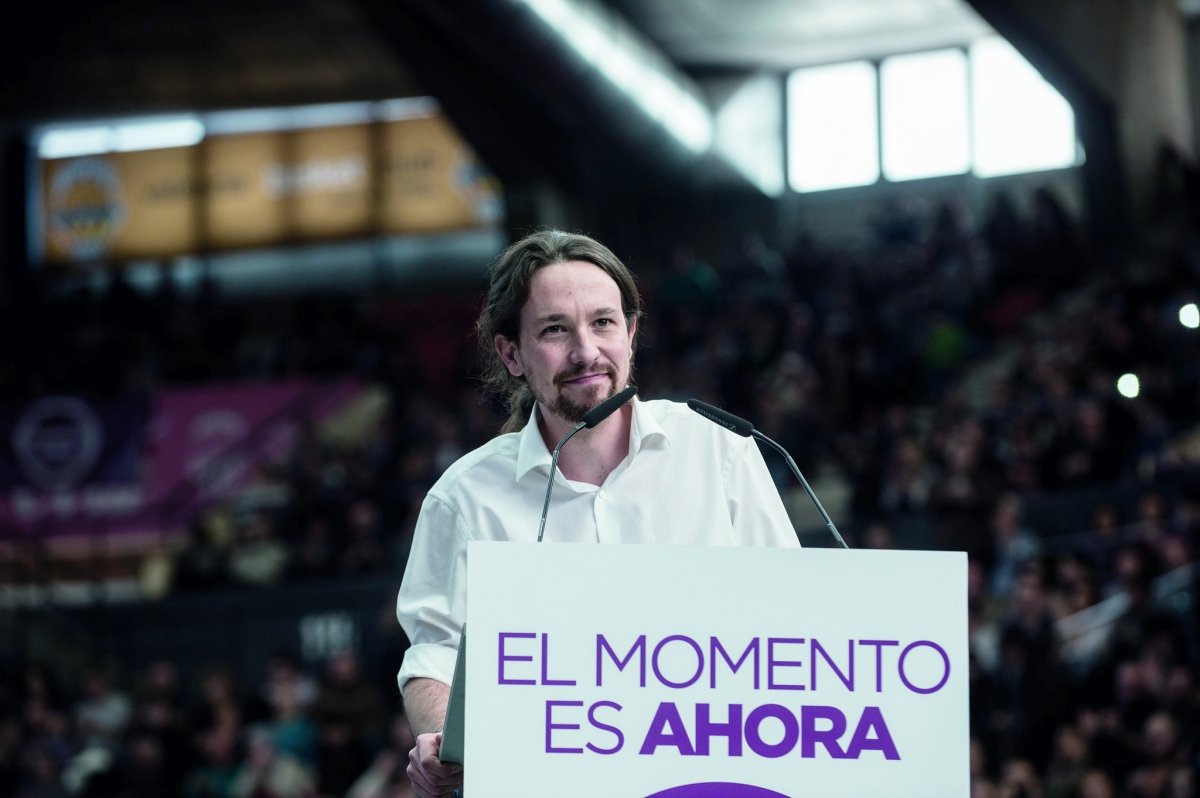 Pablo Iglesias, candidato de Podemos, en un mitin