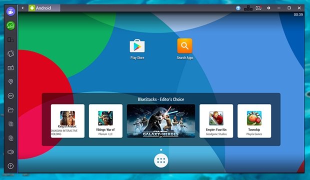 Pantalla de inicio de Bluestacks