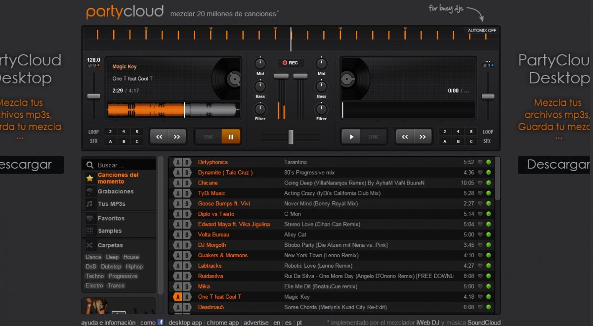 PartyCloud es una web de mezcla para DJs ocupados