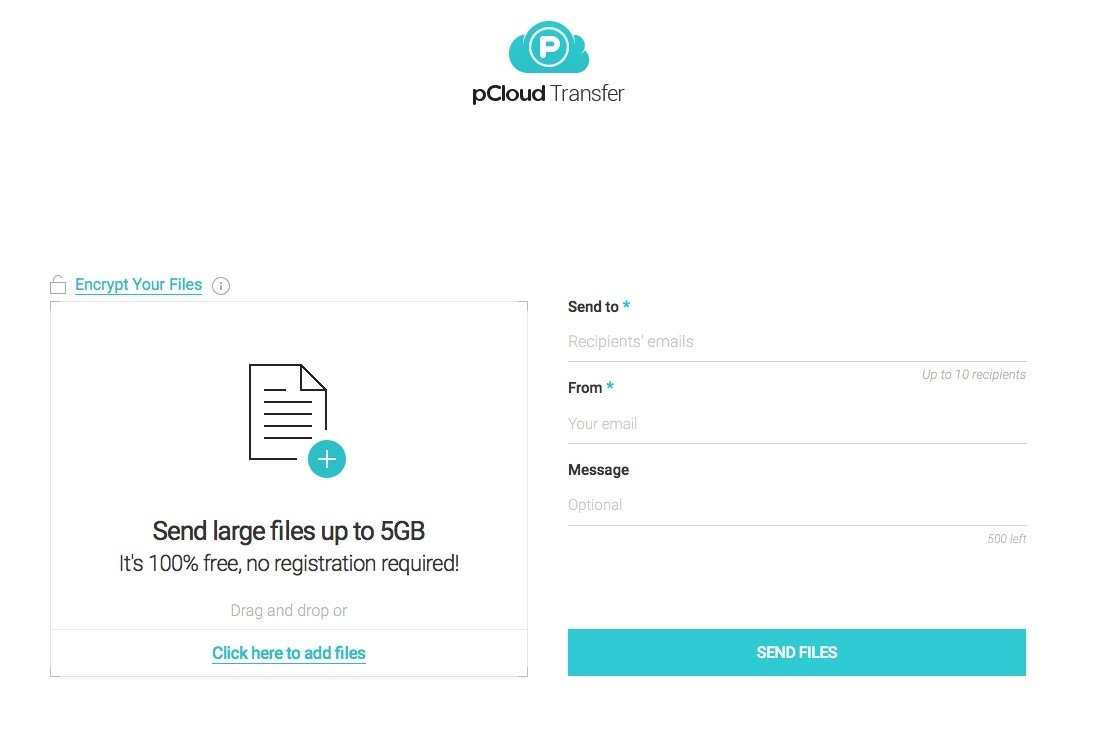 pCloud Transfer, muy similar a Filemail y WeTransfer