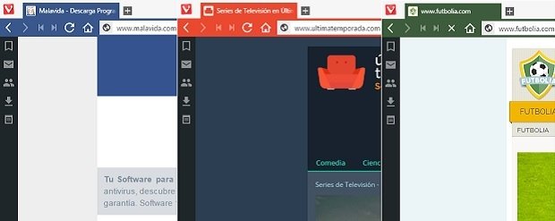 Pestañas con diferentes colores en Vivaldi