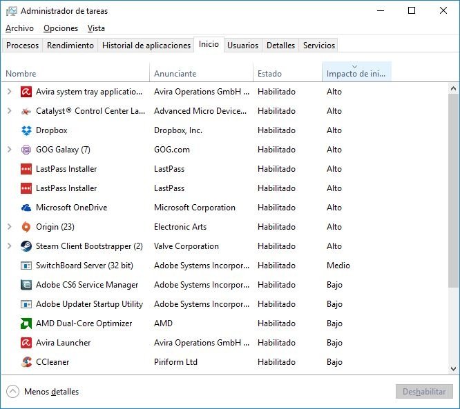Programas que se inician con el sistema