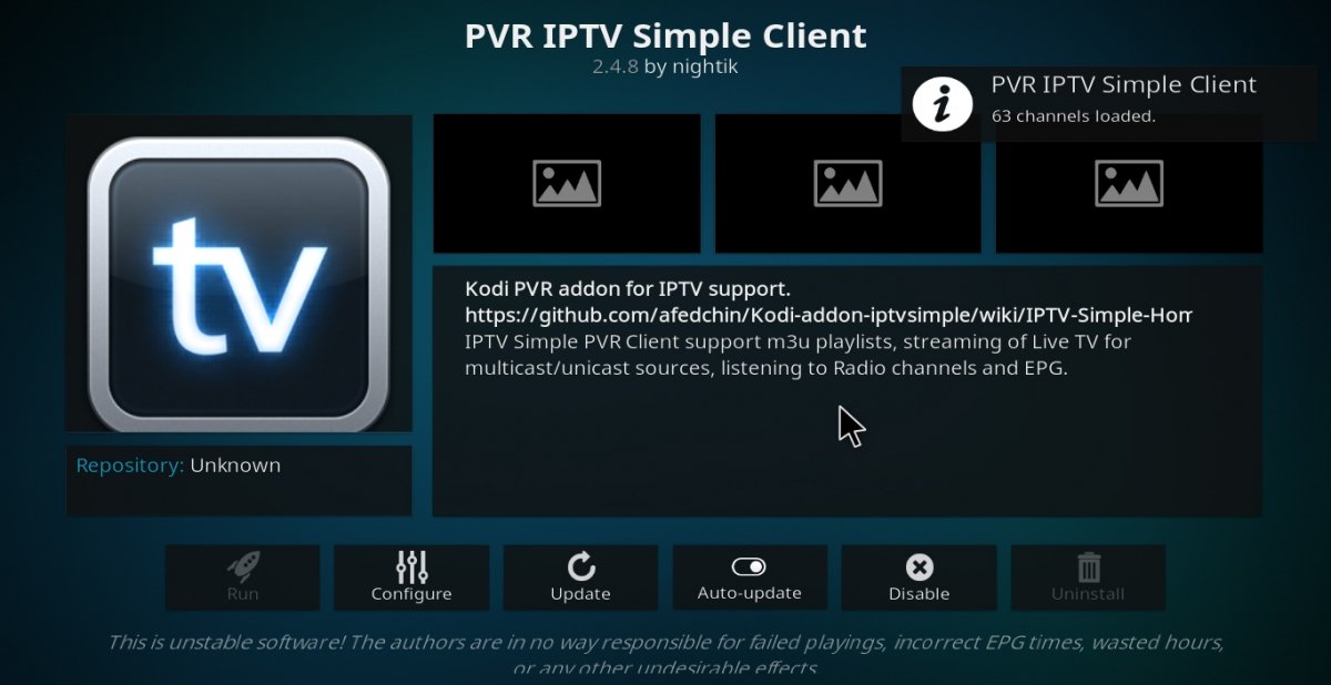 PVR IPTV Simple Client activado