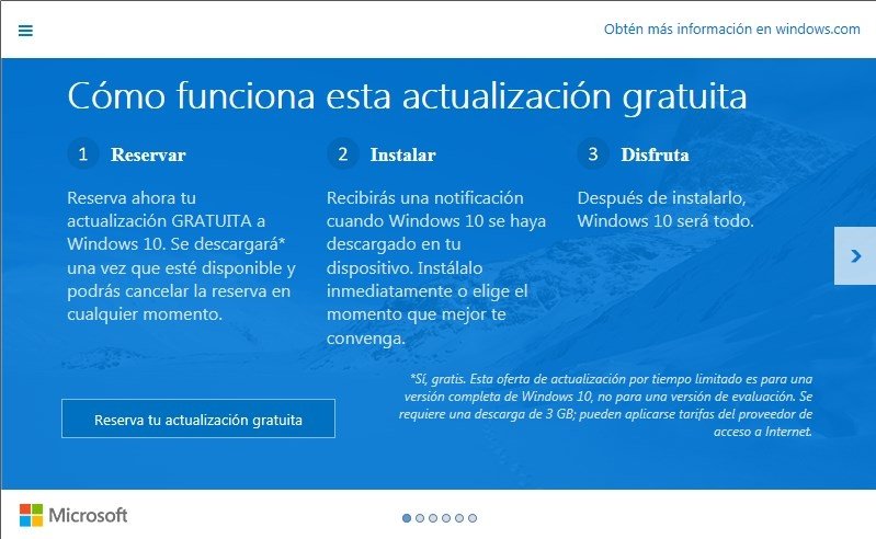 Reserva de la actualización de Windows 7 y Windows 8.1 a Windows 10