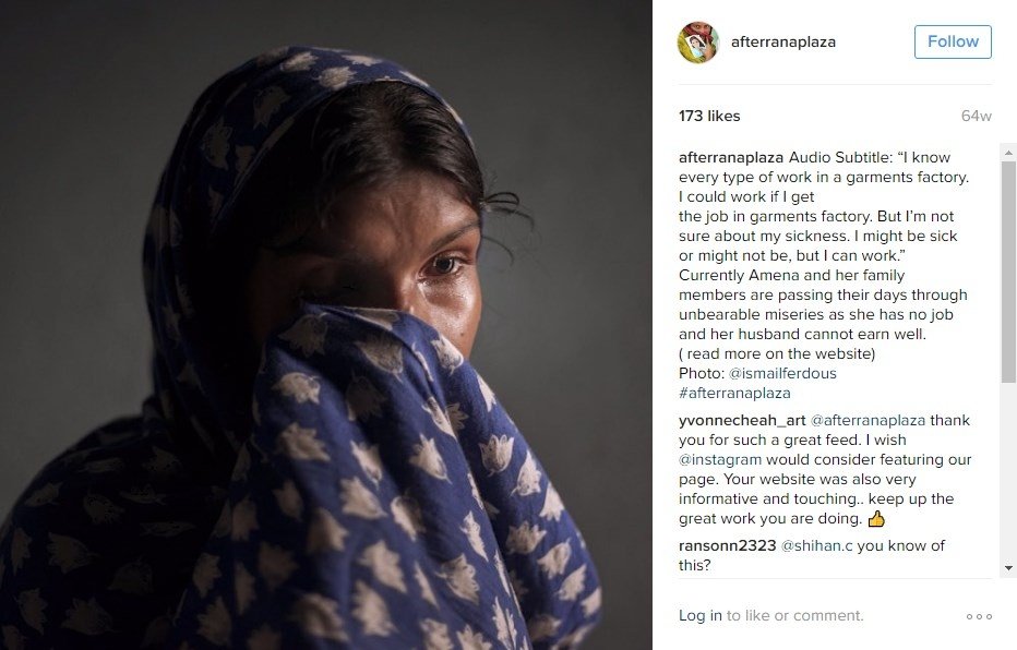 Retrato de una de las afectadas por el desastre de Rana Plaza