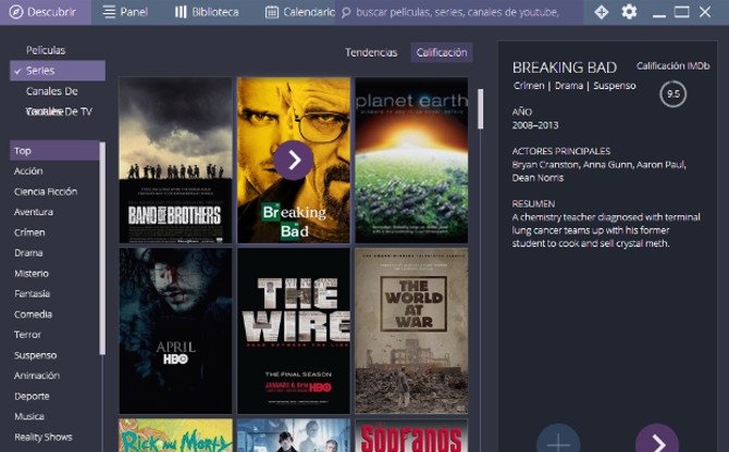 Strem.io, películas y series de moda