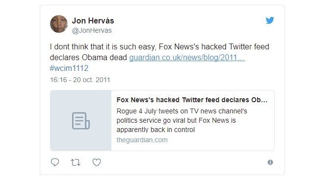 Tuit en el que Obama muere según la Fox
