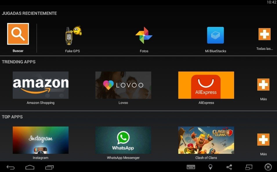 Una vez instalado BlueStacks muestra las aplicaciones más populares y las más descargadas