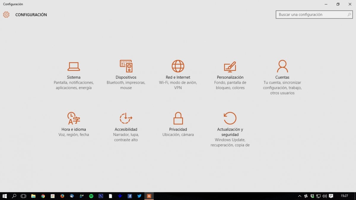 Ventana de configuración