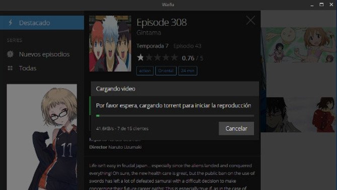 Waifu, cliente de streaming con series japonesas de animación